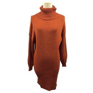 Women’s Anrabess Size Small Dark Pumpkin Turtleneck Sweater Dress